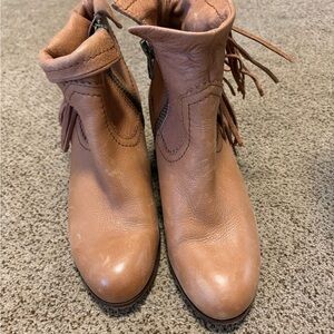 Sam Edelman Tan Ankle Booties with Fringe